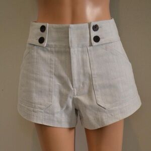 Derek Lam Light Gray High-Waist Button-Detail Shorts